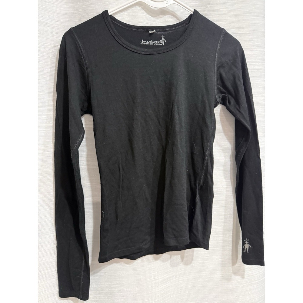 Smartwool Shirt Womens XS Black Crew Neck Lightweight Long Sleeve Wool